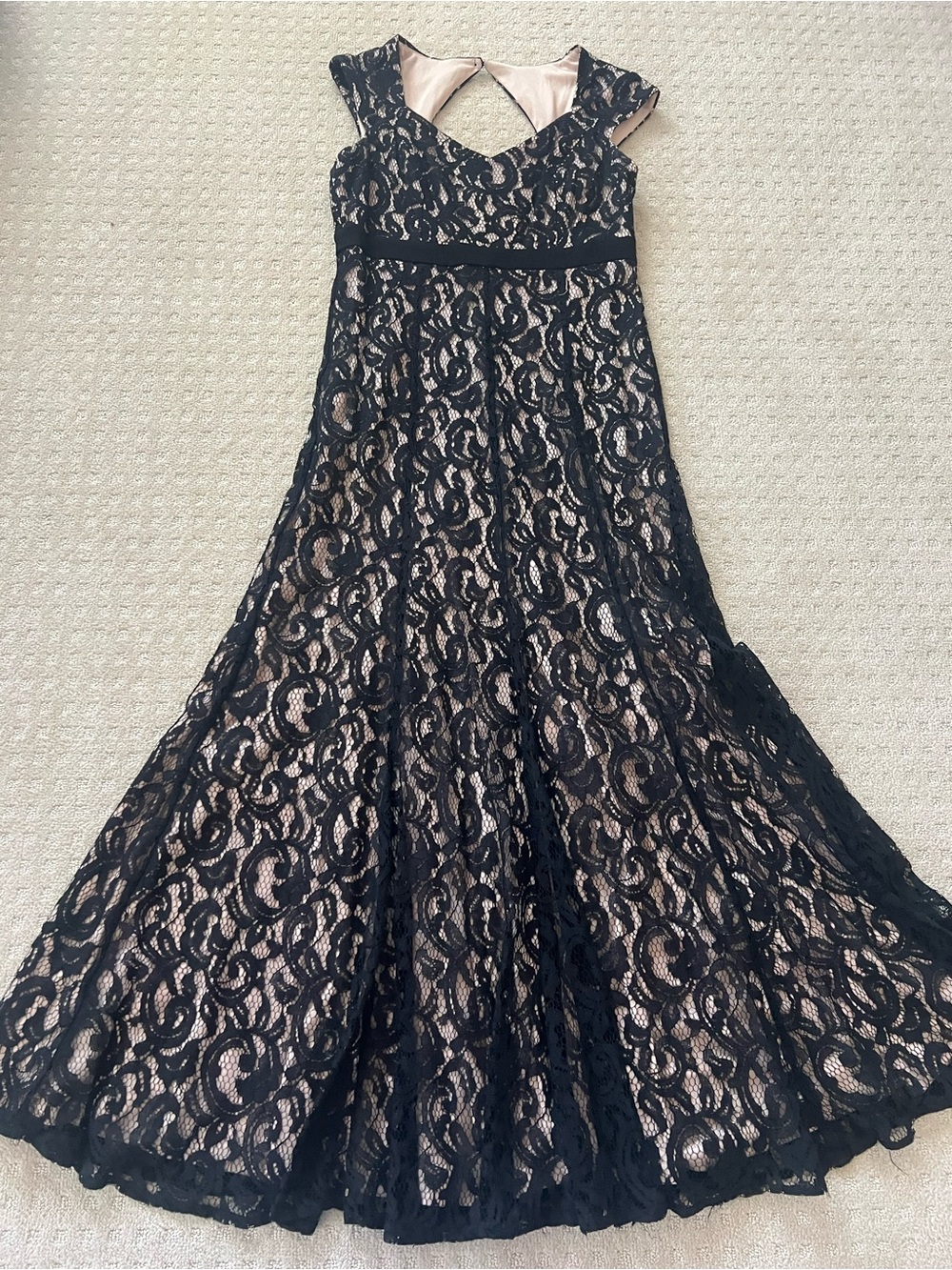 MSK Black Lace Maxi Dress with Nude Lining